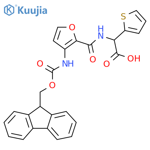 2-{3-({(9H-fluoren-9-yl)methoxycarbonyl}amino)furan-2-ylformamido}-2-(thiophen-2-yl)acetic acid structure
