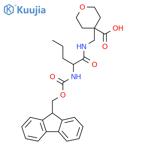 4-{2-({(9H-fluoren-9-yl)methoxycarbonyl}amino)pentanamidomethyl}oxane-4-carboxylic acid structure