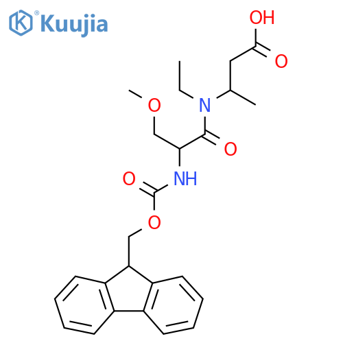3-N-ethyl-2-({(9H-fluoren-9-yl)methoxycarbonyl}amino)-3-methoxypropanamidobutanoic acid structure