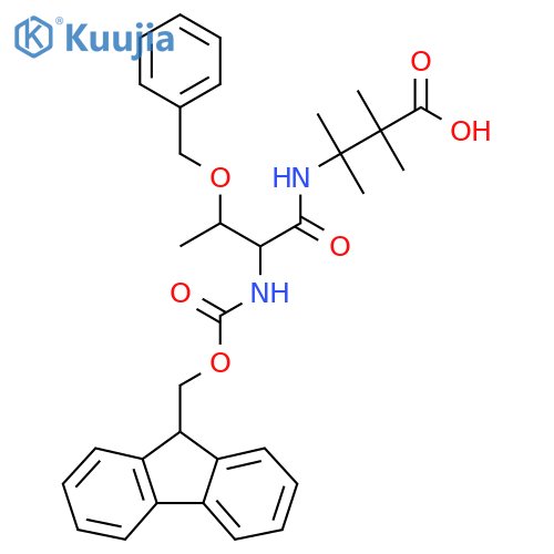 3-3-(benzyloxy)-2-({(9H-fluoren-9-yl)methoxycarbonyl}amino)butanamido-2,2,3-trimethylbutanoic acid structure