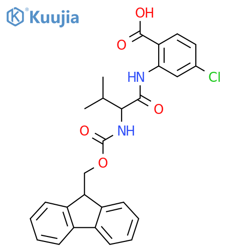 4-chloro-2-2-({(9H-fluoren-9-yl)methoxycarbonyl}amino)-3-methylbutanamidobenzoic acid structure