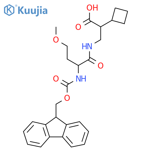 2-cyclobutyl-3-2-({(9H-fluoren-9-yl)methoxycarbonyl}amino)-4-methoxybutanamidopropanoic acid structure