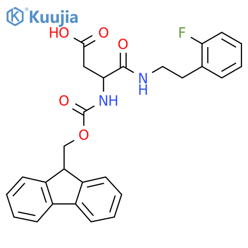 3-({(9H-fluoren-9-yl)methoxycarbonyl}amino)-3-{2-(2-fluorophenyl)ethylcarbamoyl}propanoic acid structure