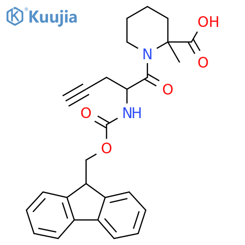 1-2-({(9H-fluoren-9-yl)methoxycarbonyl}amino)pent-4-ynoyl-2-methylpiperidine-2-carboxylic acid structure