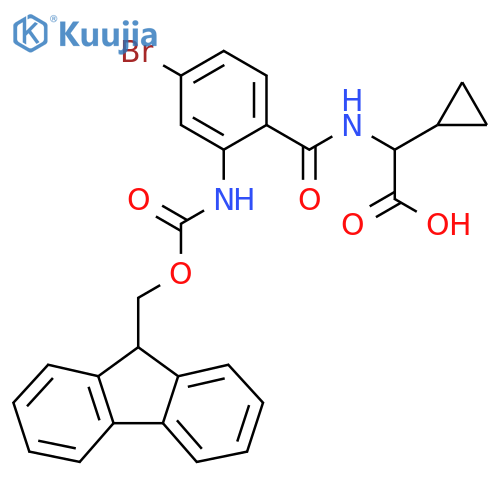 2-{4-bromo-2-({(9H-fluoren-9-yl)methoxycarbonyl}amino)phenylformamido}-2-cyclopropylacetic acid structure