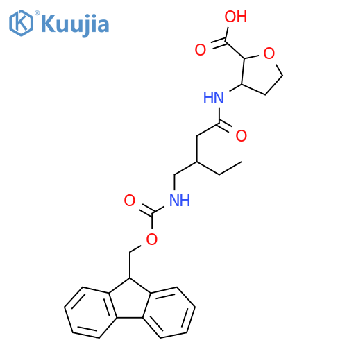 3-{3-({(9H-fluoren-9-yl)methoxycarbonyl}amino)methylpentanamido}oxolane-2-carboxylic acid structure