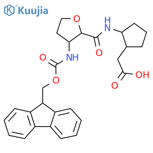 2-{2-3-({(9H-fluoren-9-yl)methoxycarbonyl}amino)oxolane-2-amidocyclopentyl}acetic acid structure