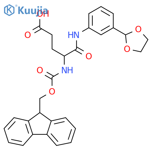 4-{3-(1,3-dioxolan-2-yl)phenylcarbamoyl}-4-({(9H-fluoren-9-yl)methoxycarbonyl}amino)butanoic acid structure