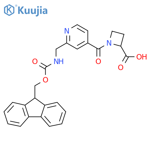 1-{2-({(9H-fluoren-9-yl)methoxycarbonyl}amino)methylpyridine-4-carbonyl}azetidine-2-carboxylic acid structure