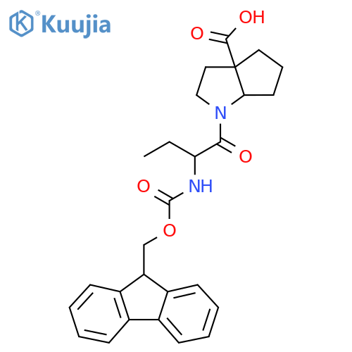 1-2-({(9H-fluoren-9-yl)methoxycarbonyl}amino)butanoyl-octahydrocyclopentabpyrrole-3a-carboxylic acid structure