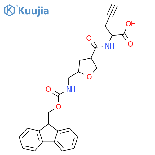2-({5-[({[(9H-fluoren-9-yl)methoxy]carbonyl}amino)methyl]oxolan-3-yl}formamido)pent-4-ynoic acid structure