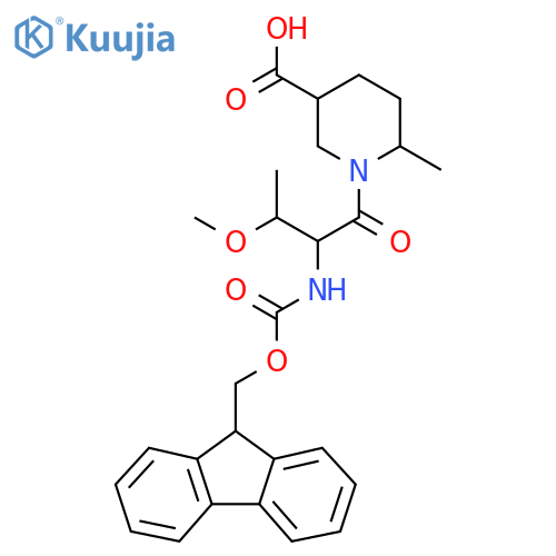 1-2-({(9H-fluoren-9-yl)methoxycarbonyl}amino)-3-methoxybutanoyl-6-methylpiperidine-3-carboxylic acid structure