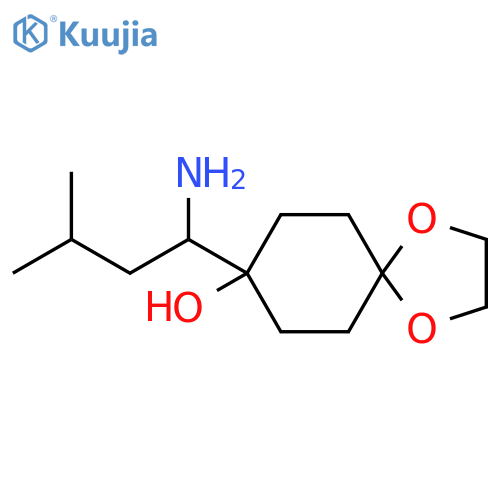 8-(1-amino-3-methylbutyl)-1,4-dioxaspiro4.5decan-8-ol structure