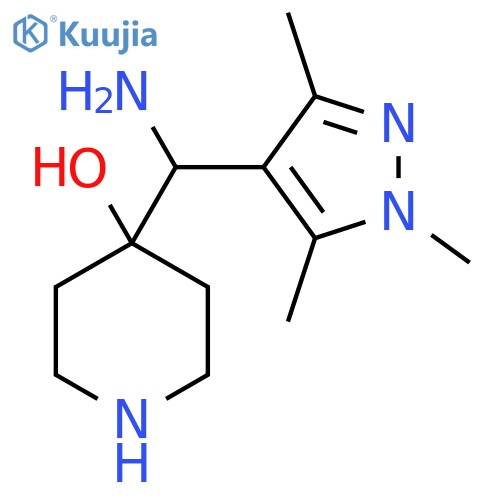 4-amino(trimethyl-1H-pyrazol-4-yl)methylpiperidin-4-ol structure