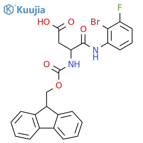 3-(2-bromo-3-fluorophenyl)carbamoyl-3-({(9H-fluoren-9-yl)methoxycarbonyl}amino)propanoic acid structure
