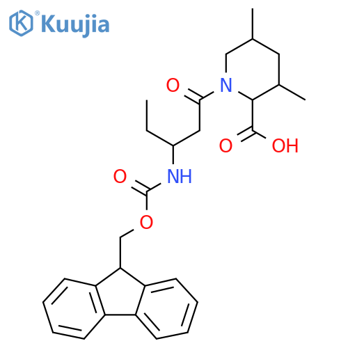 1-3-({(9H-fluoren-9-yl)methoxycarbonyl}amino)pentanoyl-3,5-dimethylpiperidine-2-carboxylic acid structure