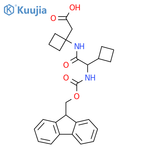 2-{1-2-cyclobutyl-2-({(9H-fluoren-9-yl)methoxycarbonyl}amino)acetamidocyclobutyl}acetic acid structure
