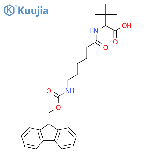 2-6-({(9H-fluoren-9-yl)methoxycarbonyl}amino)hexanamido-3,3-dimethylbutanoic acid structure
