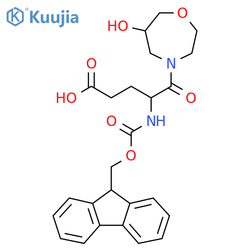 4-({(9H-fluoren-9-yl)methoxycarbonyl}amino)-5-(6-hydroxy-1,4-oxazepan-4-yl)-5-oxopentanoic acid structure
