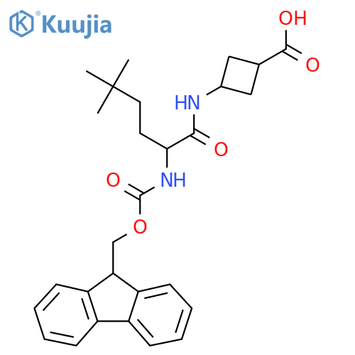 3-2-({(9H-fluoren-9-yl)methoxycarbonyl}amino)-5,5-dimethylhexanamidocyclobutane-1-carboxylic acid structure