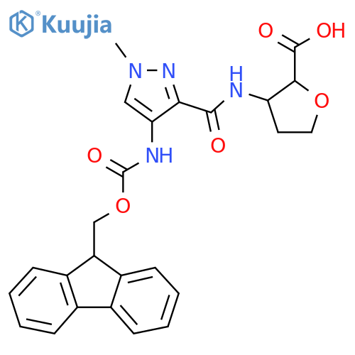 3-4-({(9H-fluoren-9-yl)methoxycarbonyl}amino)-1-methyl-1H-pyrazole-3-amidooxolane-2-carboxylic acid structure