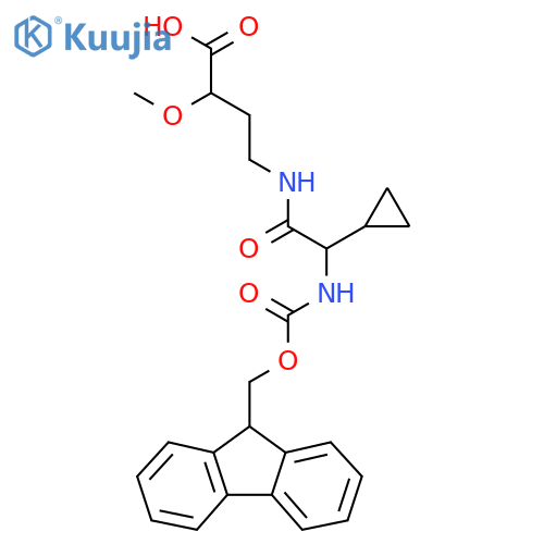 4-2-cyclopropyl-2-({(9H-fluoren-9-yl)methoxycarbonyl}amino)acetamido-2-methoxybutanoic acid structure