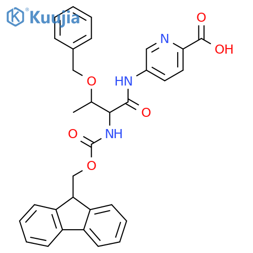 5-3-(benzyloxy)-2-({(9H-fluoren-9-yl)methoxycarbonyl}amino)butanamidopyridine-2-carboxylic acid structure