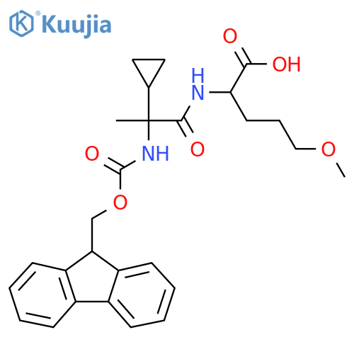 2-2-cyclopropyl-2-({(9H-fluoren-9-yl)methoxycarbonyl}amino)propanamido-5-methoxypentanoic acid structure