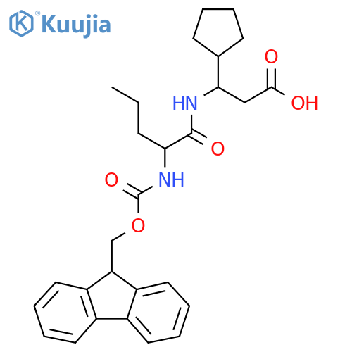 3-cyclopentyl-3-2-({(9H-fluoren-9-yl)methoxycarbonyl}amino)pentanamidopropanoic acid structure