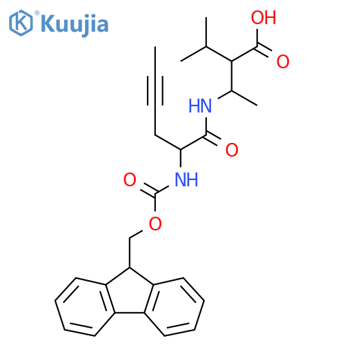 3-2-({(9H-fluoren-9-yl)methoxycarbonyl}amino)hex-4-ynamido-2-(propan-2-yl)butanoic acid structure