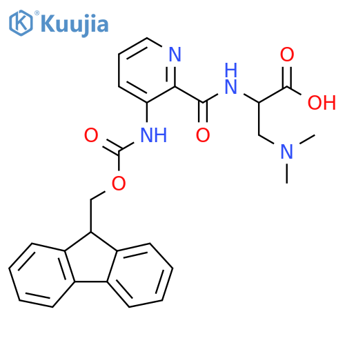 3-(dimethylamino)-2-{3-({(9H-fluoren-9-yl)methoxycarbonyl}amino)pyridin-2-ylformamido}propanoic acid structure