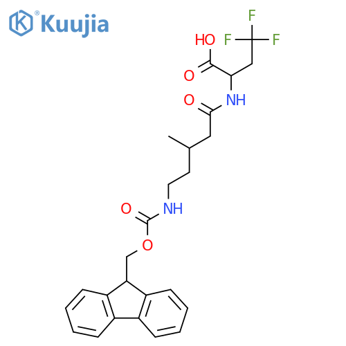 2-5-({(9H-fluoren-9-yl)methoxycarbonyl}amino)-3-methylpentanamido-4,4,4-trifluorobutanoic acid structure