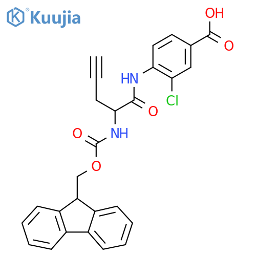 3-chloro-4-2-({(9H-fluoren-9-yl)methoxycarbonyl}amino)pent-4-ynamidobenzoic acid structure