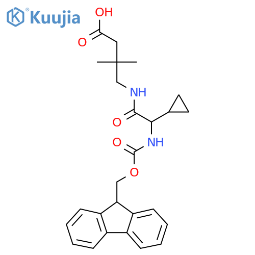 4-2-cyclopropyl-2-({(9H-fluoren-9-yl)methoxycarbonyl}amino)acetamido-3,3-dimethylbutanoic acid structure