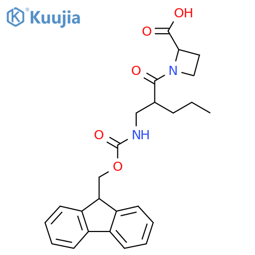 1-{2-({(9H-fluoren-9-yl)methoxycarbonyl}amino)methylpentanoyl}azetidine-2-carboxylic acid structure