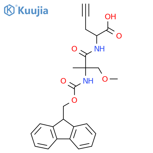 2-2-({(9H-fluoren-9-yl)methoxycarbonyl}amino)-2-(methoxymethyl)propanamidopent-4-ynoic acid structure