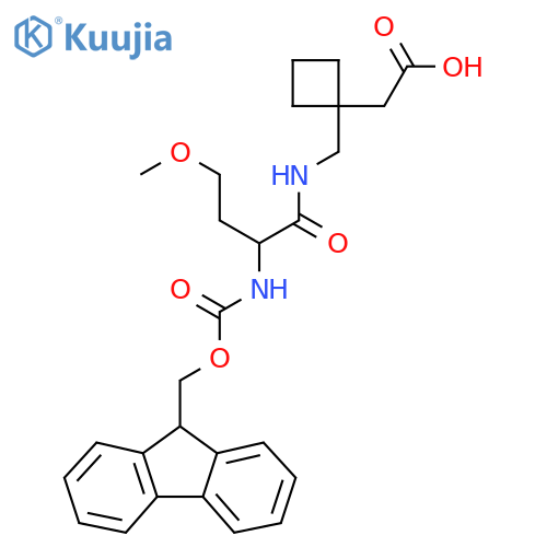 2-(1-{2-({(9H-fluoren-9-yl)methoxycarbonyl}amino)-4-methoxybutanamidomethyl}cyclobutyl)acetic acid structure