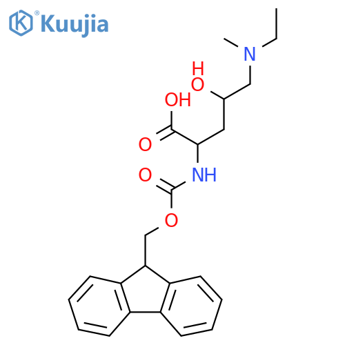 5-ethyl(methyl)amino-2-({(9H-fluoren-9-yl)methoxycarbonyl}amino)-4-hydroxypentanoic acid structure