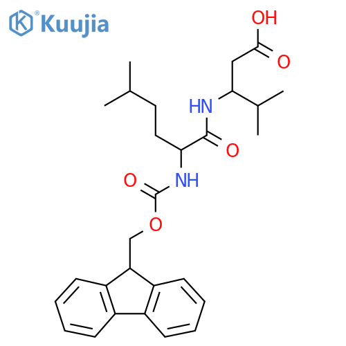 3-2-({(9H-fluoren-9-yl)methoxycarbonyl}amino)-5-methylhexanamido-4-methylpentanoic acid structure
