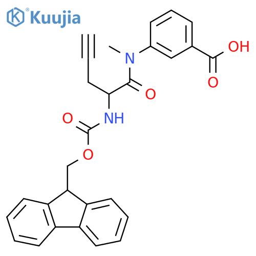 3-2-({(9H-fluoren-9-yl)methoxycarbonyl}amino)-N-methylpent-4-ynamidobenzoic acid structure