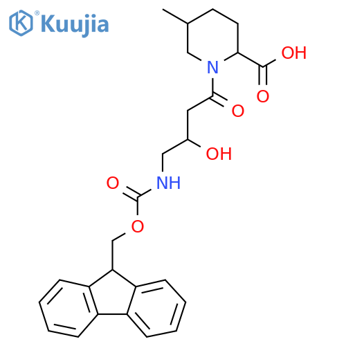 1-4-({(9H-fluoren-9-yl)methoxycarbonyl}amino)-3-hydroxybutanoyl-5-methylpiperidine-2-carboxylic acid structure