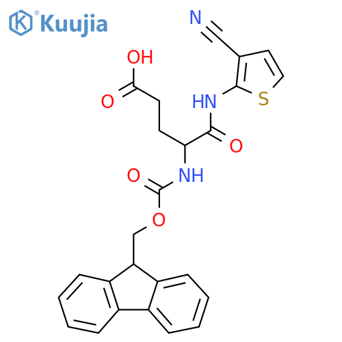 4-(3-cyanothiophen-2-yl)carbamoyl-4-({(9H-fluoren-9-yl)methoxycarbonyl}amino)butanoic acid structure