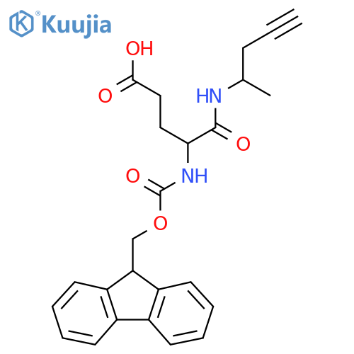 4-({(9H-fluoren-9-yl)methoxycarbonyl}amino)-4-(pent-4-yn-2-yl)carbamoylbutanoic acid structure