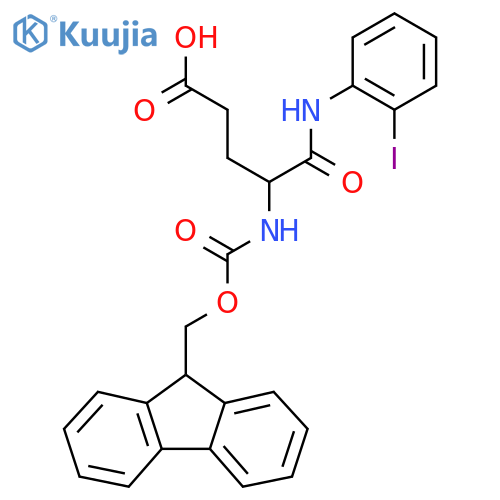 4-({(9H-fluoren-9-yl)methoxycarbonyl}amino)-4-(2-iodophenyl)carbamoylbutanoic acid structure