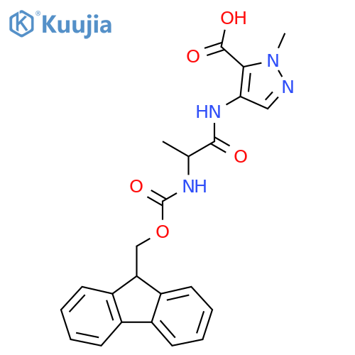 4-2-({(9H-fluoren-9-yl)methoxycarbonyl}amino)propanamido-1-methyl-1H-pyrazole-5-carboxylic acid structure