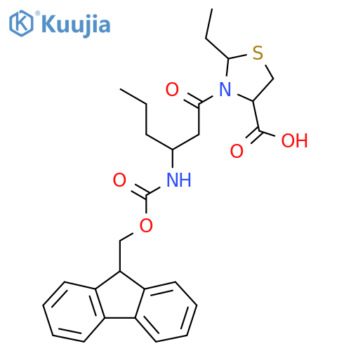 2-ethyl-3-3-({(9H-fluoren-9-yl)methoxycarbonyl}amino)hexanoyl-1,3-thiazolidine-4-carboxylic acid structure