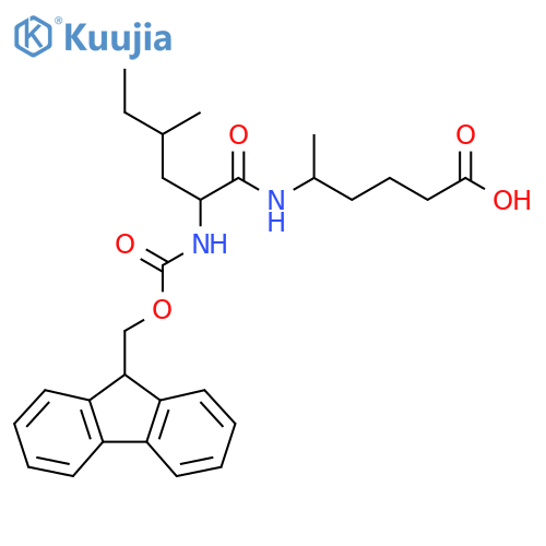 5-2-({(9H-fluoren-9-yl)methoxycarbonyl}amino)-4-methylhexanamidohexanoic acid structure