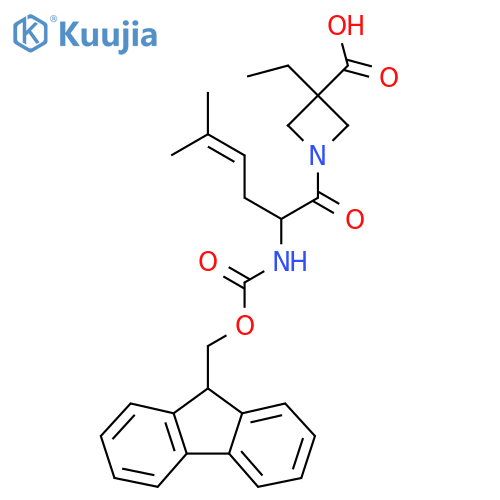 3-ethyl-1-2-({(9H-fluoren-9-yl)methoxycarbonyl}amino)-5-methylhex-4-enoylazetidine-3-carboxylic acid structure