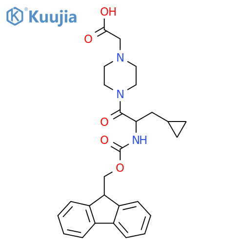2-{4-3-cyclopropyl-2-({(9H-fluoren-9-yl)methoxycarbonyl}amino)propanoylpiperazin-1-yl}acetic acid structure