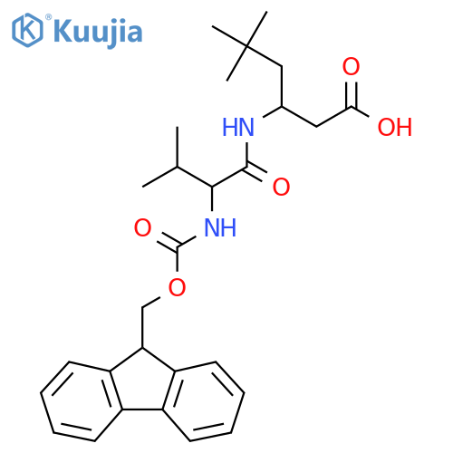 3-2-({(9H-fluoren-9-yl)methoxycarbonyl}amino)-3-methylbutanamido-5,5-dimethylhexanoic acid structure